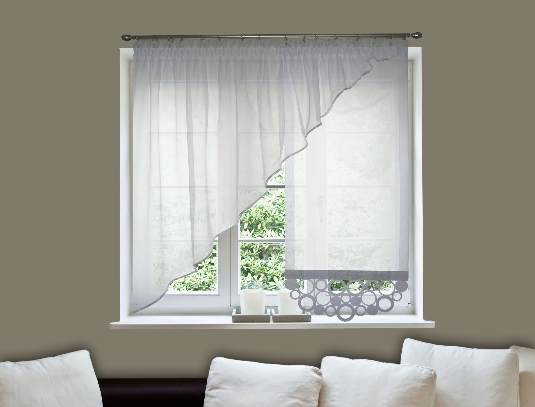 Moderne Fertiggardine Fenstergardine Vorhang Panel 150-170 cm Rechts