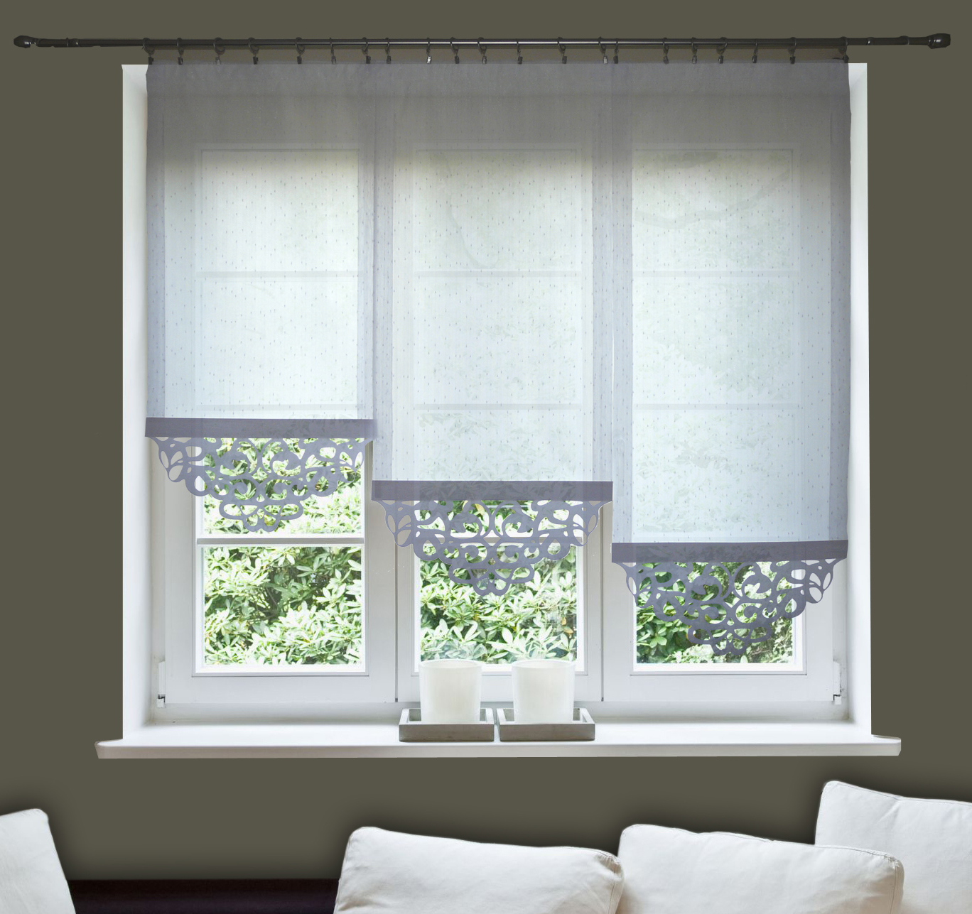 Schöne Fertiggardine Fenstergardine Panel 1xVorhang Weiß 90/110/130/150