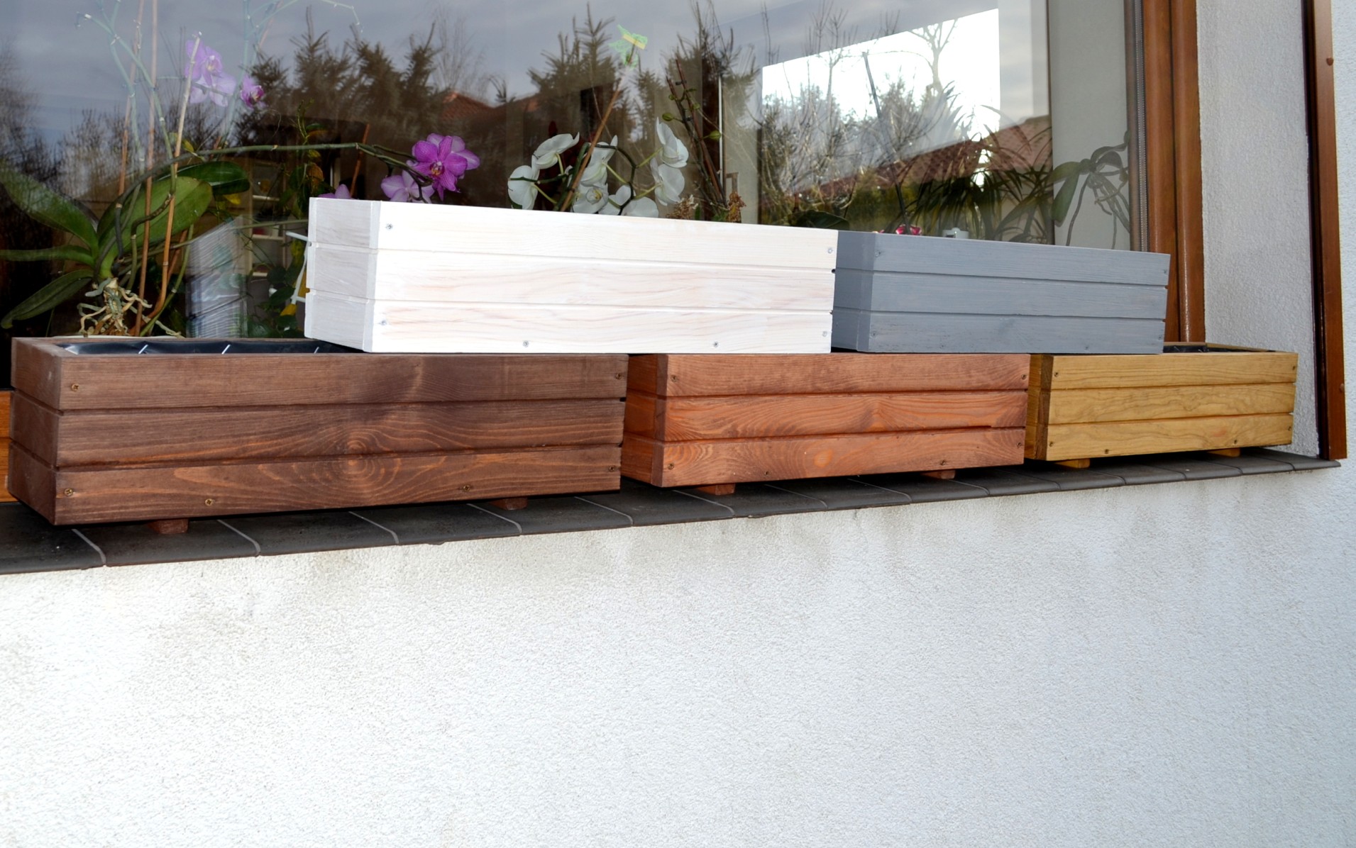 Pflanzkasten D6 aus Holz 60cm bzw 90cm x17x17cm Pflanzkübel Garten